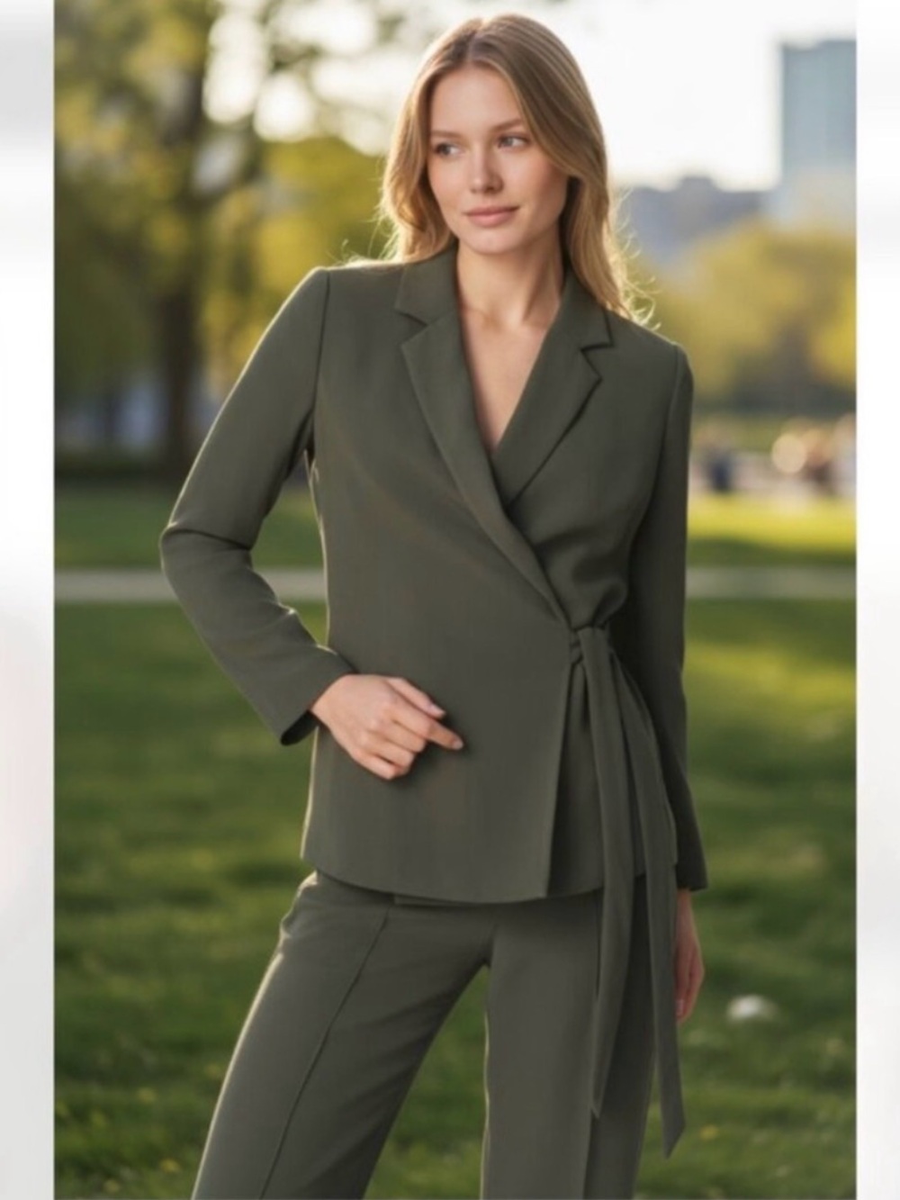 Spanx Green Wrap Long Sleeve Blazer L